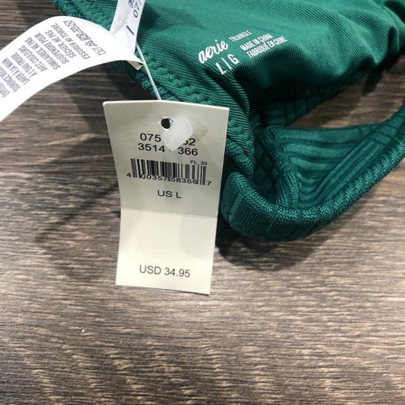 Aerie Jacquard Tie Longline Triangle Bikini Top - Picture 3 of 3